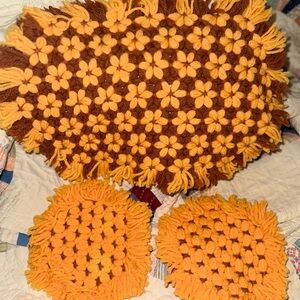 Vintage Handmade Floral Crochet Doilies